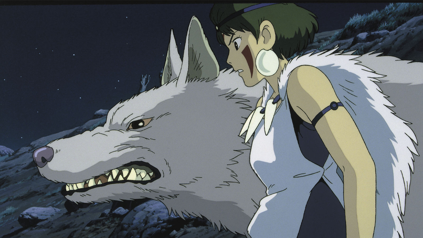 Japanese Anime Postcard Fierce Princess Mononoke w White Wolf Studio  Ghibli  eBay